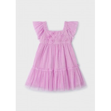 Children's Purple Tulle Dress With  Flowers Mayoral