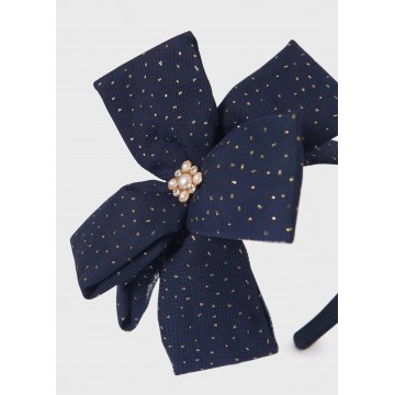 Kids' Navy Blue Headband With Tulle Bows Gold/Glitter Abel and Lula