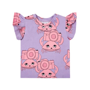 Children's Purple T-Shirt With Pink Crabs Dear Sophie