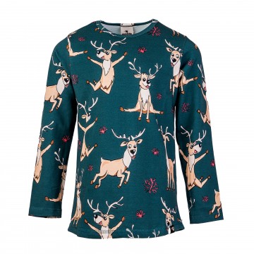 Children's Green Deer Long Sleeve Blouse Mullido