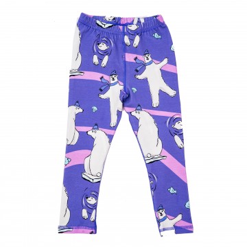 Children's Purple Tights With Polar Bears Mullido