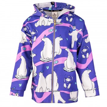 Children's Purple Zip Hoodie With Polar Bears Mullido