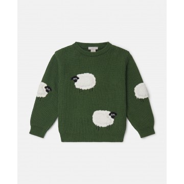 Kids Green Sheep Appliqué Jumper Stella McCartney