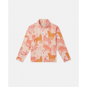 Kids Peach Pink Horse Print Turtleneck Top Stella McCartney