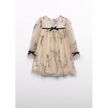 Children's Beige Tulle Dress With Ballerines Abel and Lula