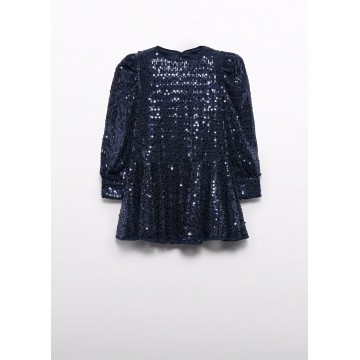 Kids Navy Blue Dress With Sequins Abel and Lula