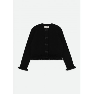 Children's Black Ribbed Cardigan Angel Face