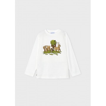 Children's White Long-Sleeve Blouse With Animals Mayoral