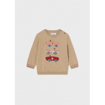 Baby Beige Jersey Pullover With Cars Mayoral