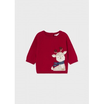 Baby Red Christmas Blouse With Deer Mayoral