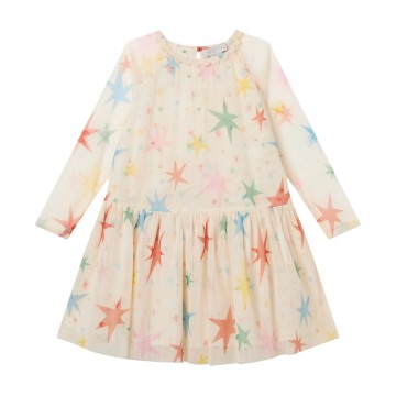 Children's Ivory Tulle Dress With Multicolored Stars Stella McCartney