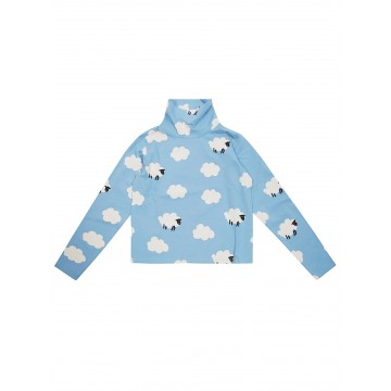 Children's Blue Turtleneck Top with White Clouds Stella McCartney