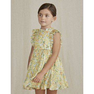 Dress yellow with flowers