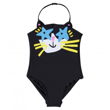 Kid Black Swimsuit with Cat Stella Mc Cartney