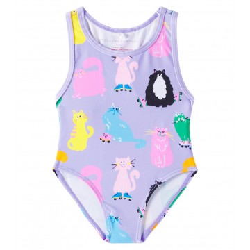 Baby Purple Swimsuit With Cats Stella Mc Cartney