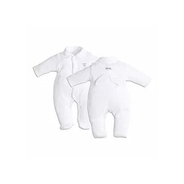 First Infant White Velor Onesie with Wings