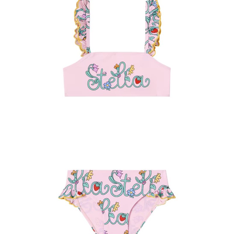 Stella McCartney Kids Logo Ruffled Bikini