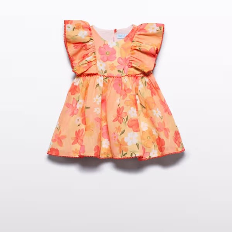 Abel & Lula Βρεφικό Ροδακινί Εμπριμέ Φόρεμα