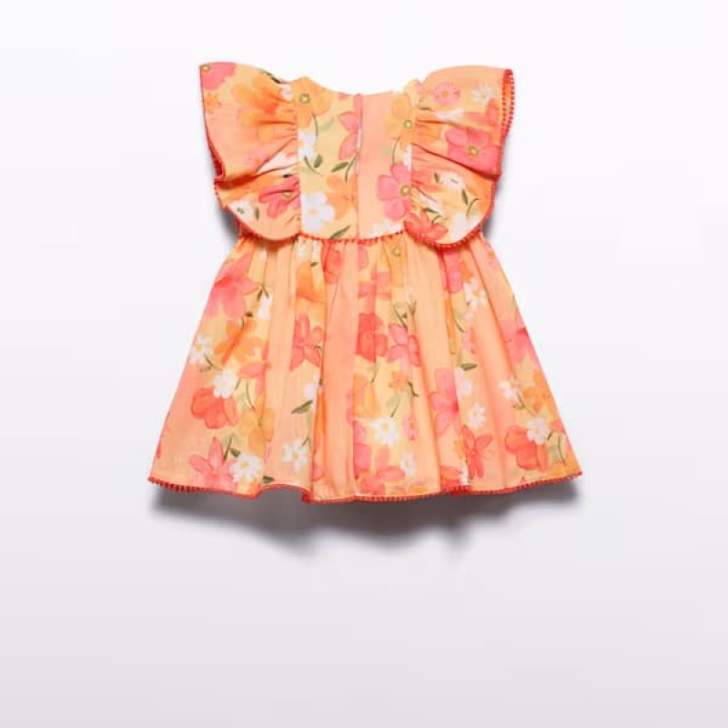 Abel & Lula Βρεφικό Ροδακινί Εμπριμέ Φόρεμα