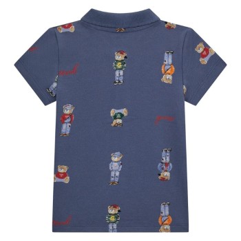Guess Παιδικό Polo T-Shirt Μπλε με Αρκουδάκια