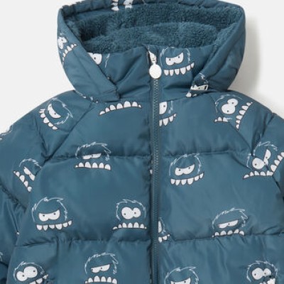 Stella Mc Cartney Monster Print Hooded Puffer Coat