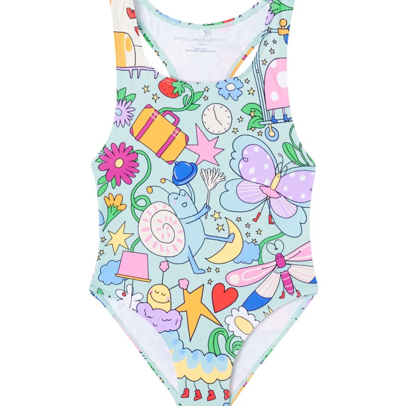 Stella McCartney Kids Γαλάζιο Μαγιό Με Λουλούδια