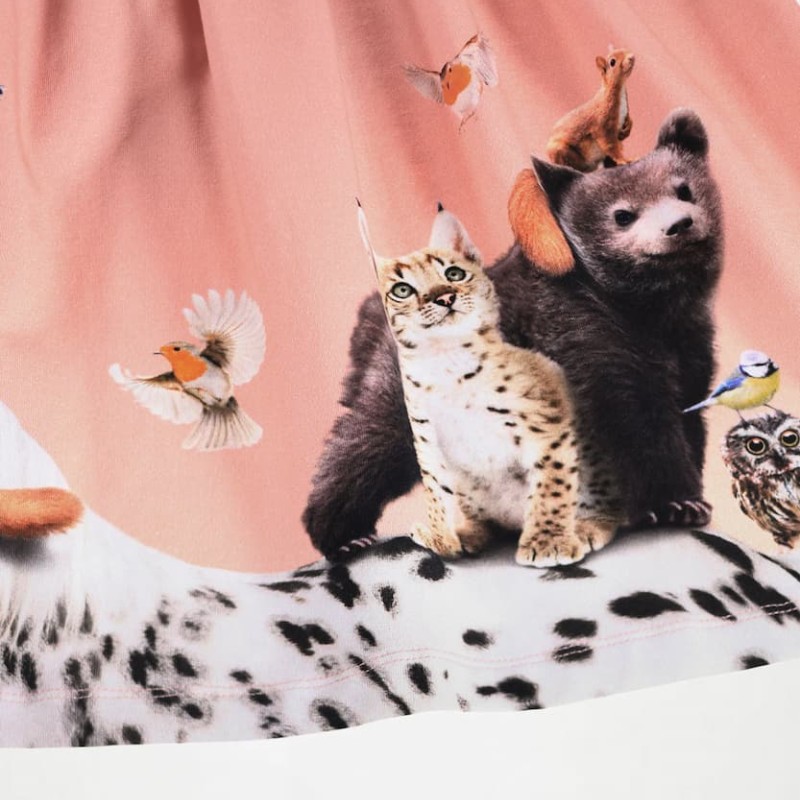 Molo Παιδικό Ροζ Φόρεμα με Μακριά Μανίκια και Animal Print