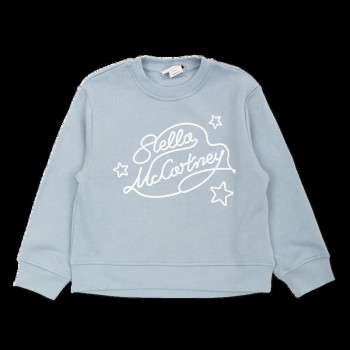 Stella McCartney Kids Παιδικό Κοριτσίστικο Μπλε Φούτερ με Λευκό Κεντημένο Λογότυπο