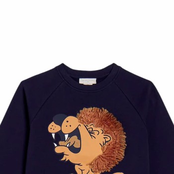 Stella McCartney Kids Παιδικό Αγορίστικο Σκούρο Μπλε Φούτερ με Στάμπα Λιοντάρι