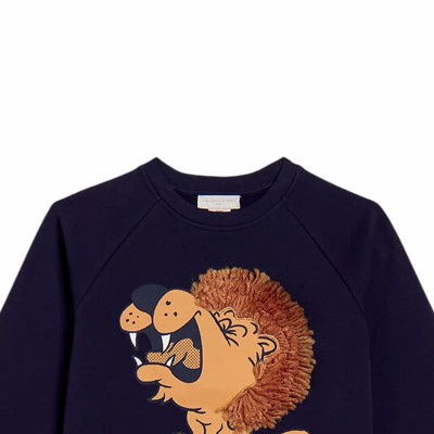 Stella McCartney Kids Παιδικό Αγορίστικο Σκούρο Μπλε Φούτερ με Στάμπα Λιοντάρι