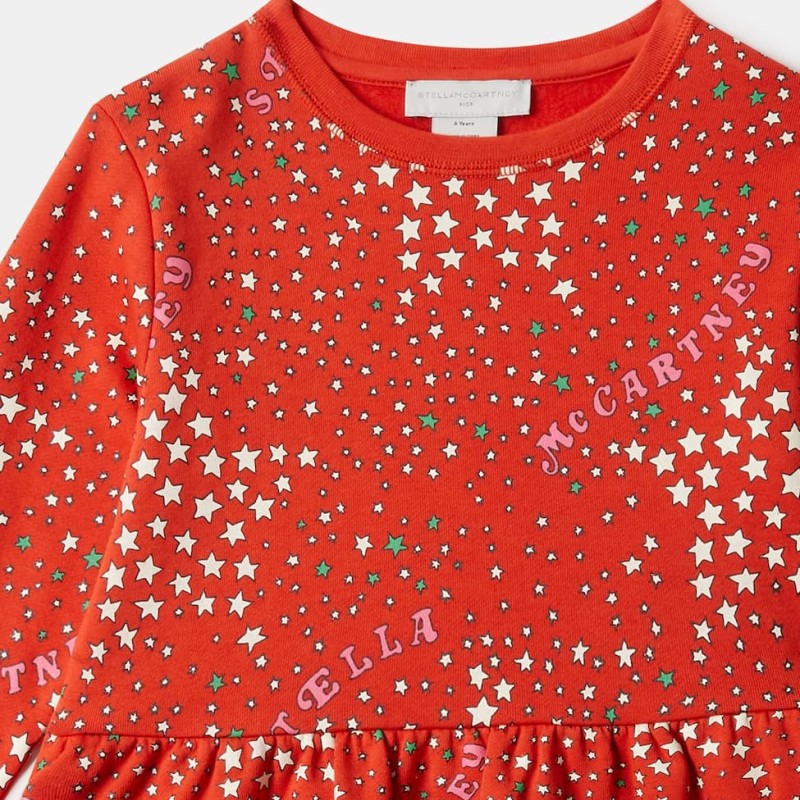 Stella McCartney Kids Παιδικό Κόκκινο Φόρεμα με Πολύχρωμα Αστέρια