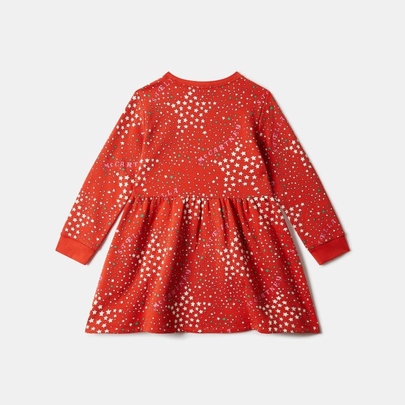 Stella McCartney Kids Παιδικό Κόκκινο Φόρεμα με Πολύχρωμα Αστέρια