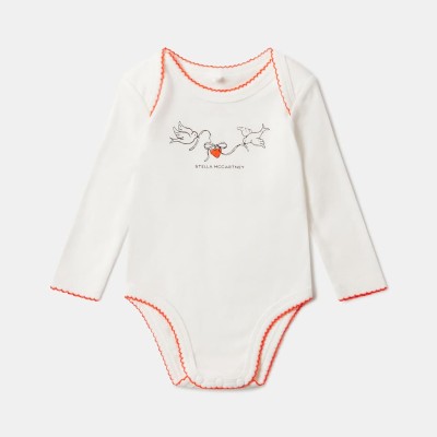 Stella McCartney Baby Βρεφικό Λευκό Σετ Εσωρούχων με Στάμπα Πουλάκια