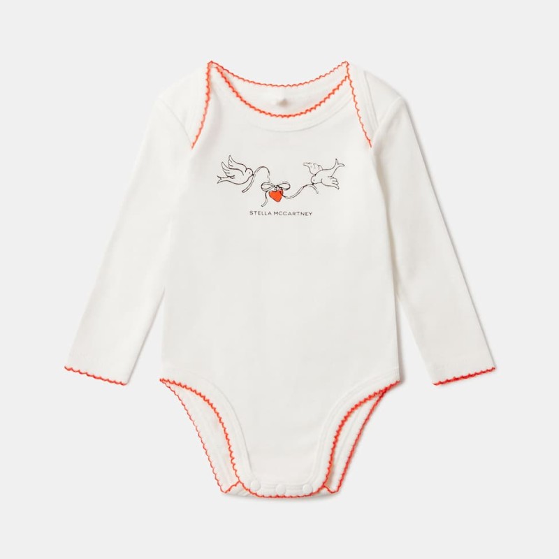 Stella McCartney Baby Βρεφικό Λευκό Σετ Εσωρούχων με Στάμπα Πουλάκια