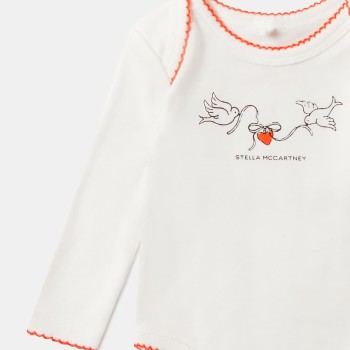 Stella McCartney Baby Βρεφικό Λευκό Σετ Εσωρούχων με Στάμπα Πουλάκια
