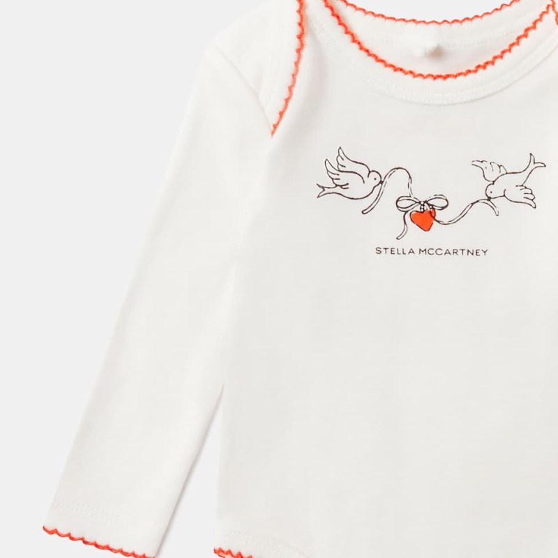 Stella McCartney Baby Βρεφικό Λευκό Σετ Εσωρούχων με Στάμπα Πουλάκια