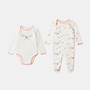Stella McCartney Baby Βρεφικό Λευκό Σετ Εσωρούχων με Στάμπα Πουλάκια