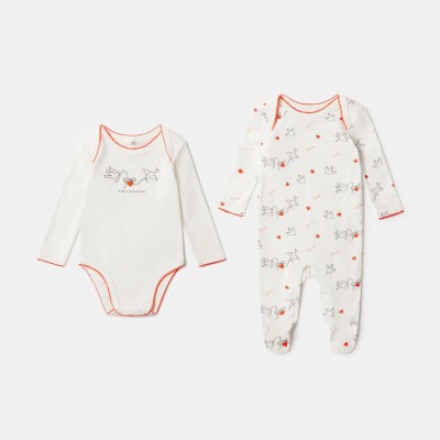 Stella McCartney Baby Βρεφικό Λευκό Σετ Εσωρούχων με Στάμπα Πουλάκια