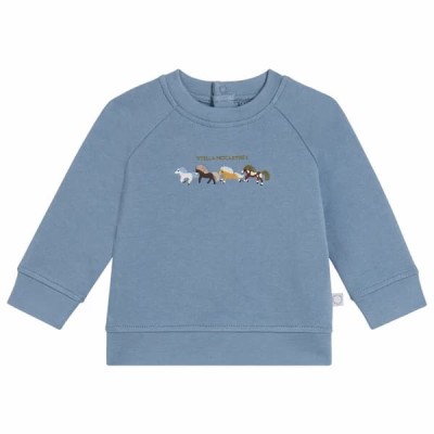 Stella McCartney Kids Βρεφική Μπλούζα Φούτερ Μπλε με Κεντημένα Άλογα