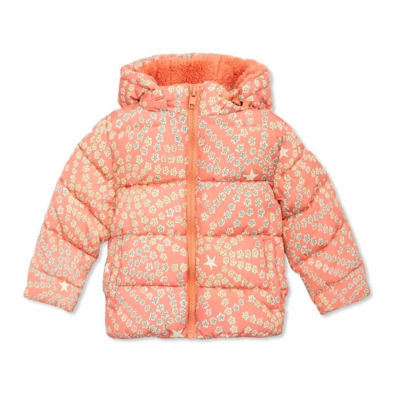 Stella McCartney Kids Βρεφικό Ροζ Μπουφάν Puffer με Αστεράκια