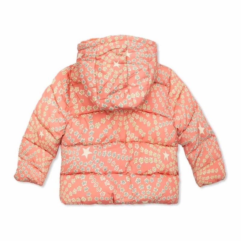 Stella McCartney Kids Βρεφικό Ροζ Μπουφάν Puffer με Αστεράκια