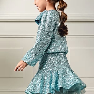 Abel & Lula Light Blue Sequin Set