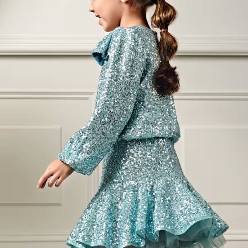 Abel & Lula Light Blue Sequin Set