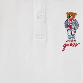 Guess Boys’ Polo Shirt in Blue & White with Teddy Bear Logo