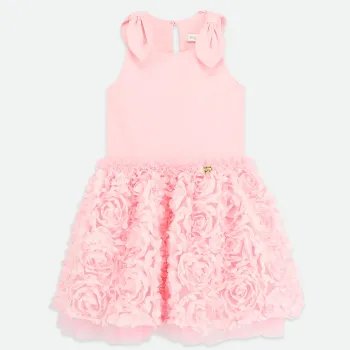 Angel Face Lauren Drop Waist 3D Flower Dress Fairy Pink