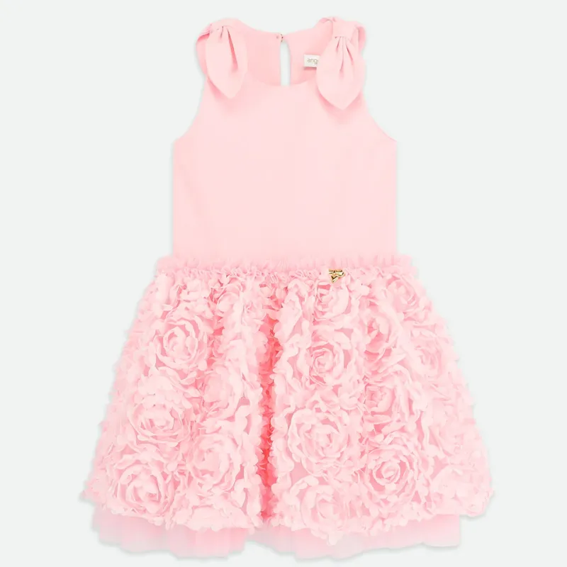 Angel Face Lauren Drop Waist 3D Flower Dress Fairy Pink