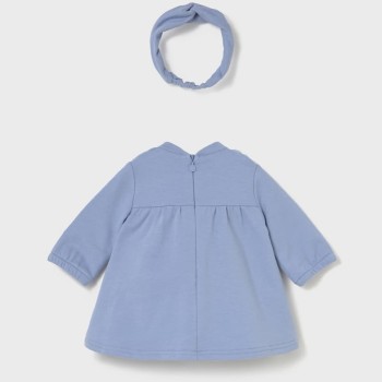 Mayoral Baby Blue Dress with Puppy Print & Matching Headband
