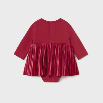 Mayoral Baby Velvet Cherry Dress with Integrated Bodysuit