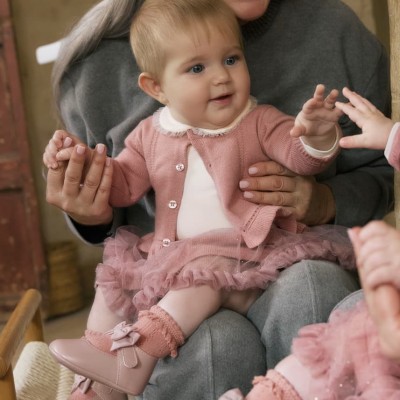 Mayoral Βρεφικό Ροζ Σετ με Τούλινη Φούστα και Πλεκτή Ζακέτα