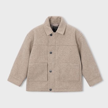 Mayoral Boys' Light Beige Short Coat with Buttons